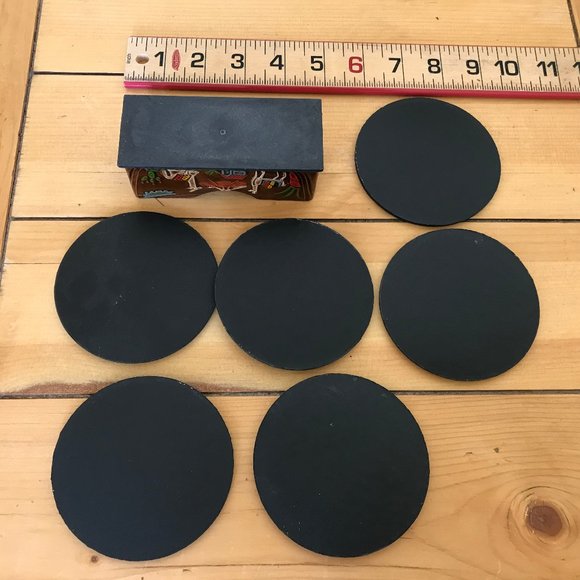 Peru Llama Village Tooled Leather Coasters Set of 6 with Holder Sun God Inti - Picture 3 of 5